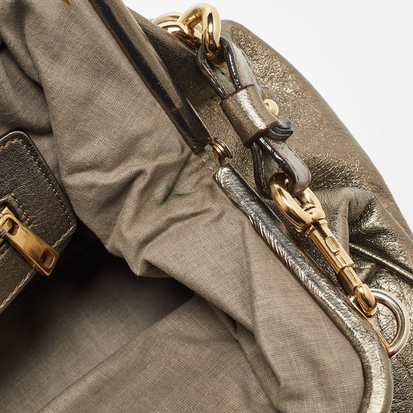 MARC JACOBS Gold Crinkled Leather Stam Satchel - Picture 6 of 8